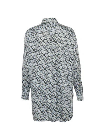 Pre-owned Burberry Monogram-print Long-sleeve Shirt In Blue