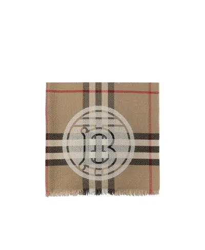 Burberry Montage Check Wool-cashmere Scarf In Brown