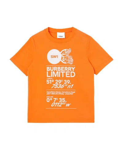 Burberry Montage-print Cotton T-shirt In Orange