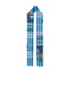 Burberry Montage-print Frayed-edge Scarf In Blue