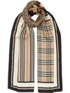 Burberry Monogram, Icon Stripe And Check Print Silk Scarf