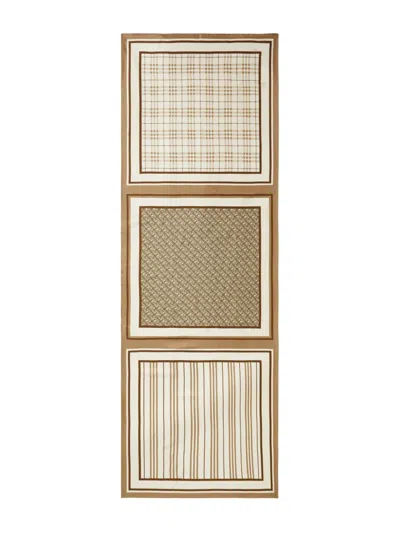 Burberry Montage-print Silk Scarf In Nude