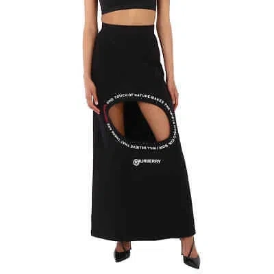 Pre-owned Burberry Montage Print Step-through Skirt In Black