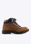 Burberry Moor Suede Lace-up Hiking Boots In Animal Print