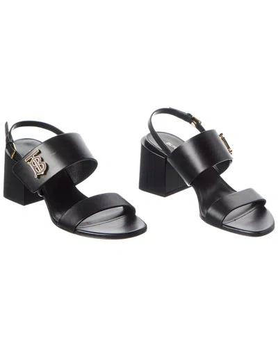 BURBERRY BURBERRY MOTIF MONOGRAM LEATHER SANDAL (AUTHENTIC PRE-LOVED)