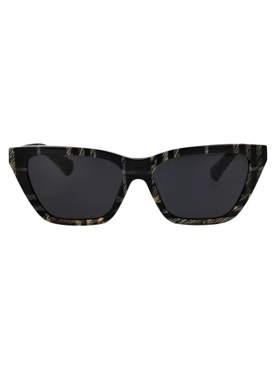 Burberry Motivo A Quadri Grigio Acetate Sunglasses In Multi