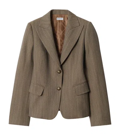 Burberry Mouliné Wool Tailored Blazer In Brown