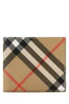 Burberry Check Pattern Beige Folding Wallet Men