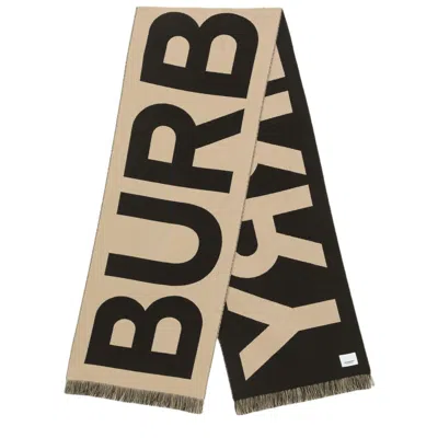 Burberry Reversible Logo Scarf In Beige