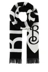 Burberry Geometric-patterned Wool Scarf In Black