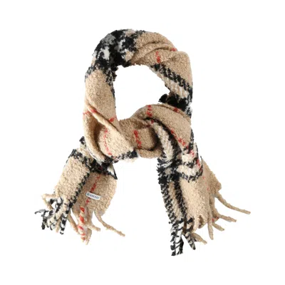 Pre-owned Burberry Mu G Check Boucle Scarf 'sand' | Tan | Men's Size Onesize In Brown