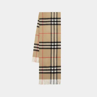 BURBERRY MU GIANT CHECK SCARF - BURBERRY - CASHMERE - ARCHIVE BEIGE