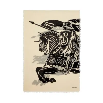 Pre-owned Burberry Mu Large Wide Ekd Wool Scarf 'calico' | Tan | Men's Size Onesize In Brown