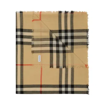Pre-owned Burberry Mu Lightweight Wool Scarf 'sand' | Tan | Men's Size Onesize In Brown