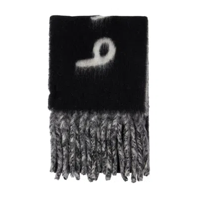 Burberry Mu Text Scarf In Black