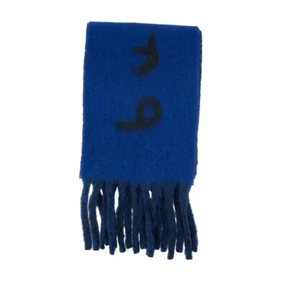 Burberry Mu Text Scarf In Blue