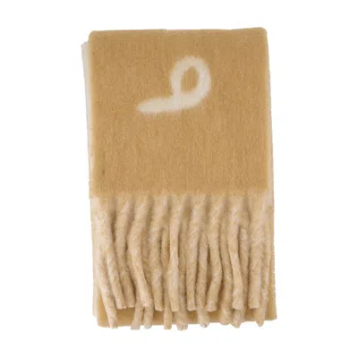 Burberry Mu Text Scarf In Brown