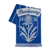 Burberry Thistle Shield Wool Scarf In Blue