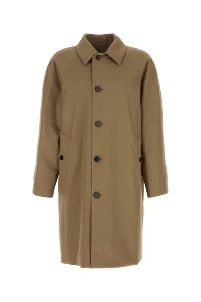 Burberry Mud Gabardine Reversible Overcoat In Brown
