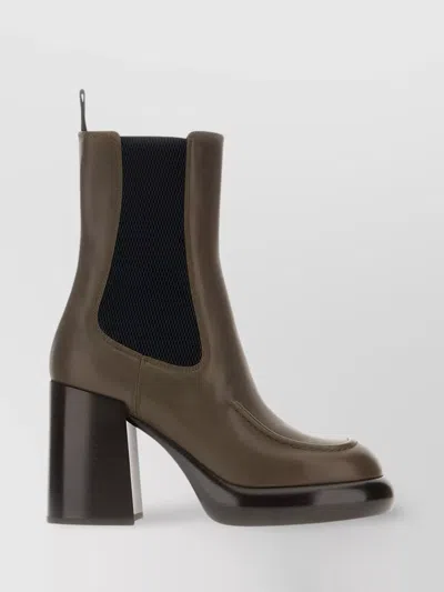 BURBERRY MUD LEATHER ANKLE BOOTS