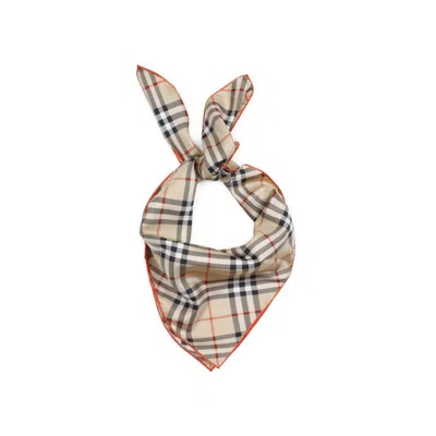 Burberry Beige Iconic Check Silk Scarf In Brown
