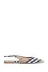 Burberry Sand Dame Check Slingback Ballet Flats In Neutral