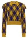 Burberry Ekd Check Knit Tassel-shoulder Crop Sweater In Multicolor