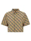 Burberry Cropped Check Cotton Shirt In Brown