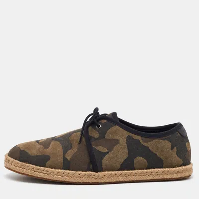 Pre-owned Burberry Multicolor Camouflage Print Suede Carlson Lace Up Espadrille Flats Size 43