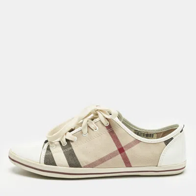 Pre-owned Burberry Multicolor Canvas And Leather Nova Check Lace Up Sneakers Size 40