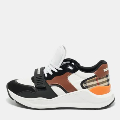 Pre-owned Burberry Multicolor Canvas And Leather Ramsey Low Top Sneakers Size 44