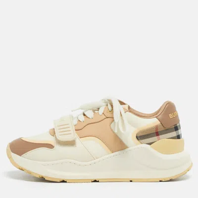 Pre-owned Burberry Multicolor Canvas And Leather Ramsey Sneakers Size 38