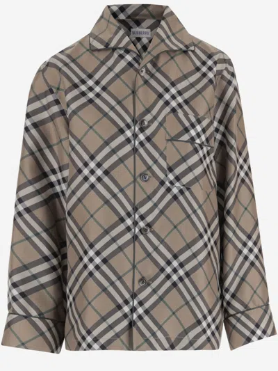 Burberry Multicolor Check Shirt In Gray