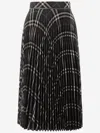 Burberry Long Multicolor Pleated Skirt With Check Motif In Wool Blend Woman In Multicolor