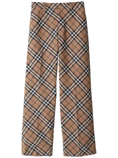 Burberry Multicolor Checked Tailored Trousers In Brown