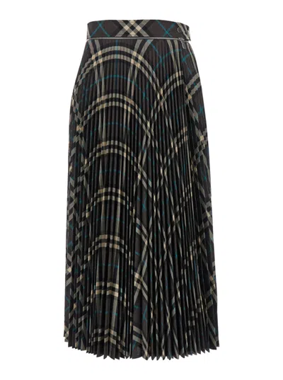 BURBERRY MULTICOLOR CHECKED WOOL SKIRT