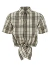 Burberry Short Sleeve Shirt Featuring Tie-front Detail
