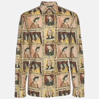 Pre-owned Burberry Multicolor Frame Head Print Cotton Front Button Shirt L