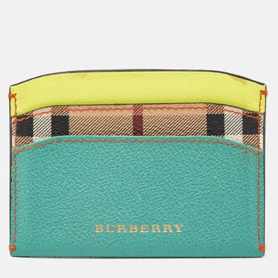 Pre-owned Burberry Multicolor Leather And Coated Canvas Card Holder