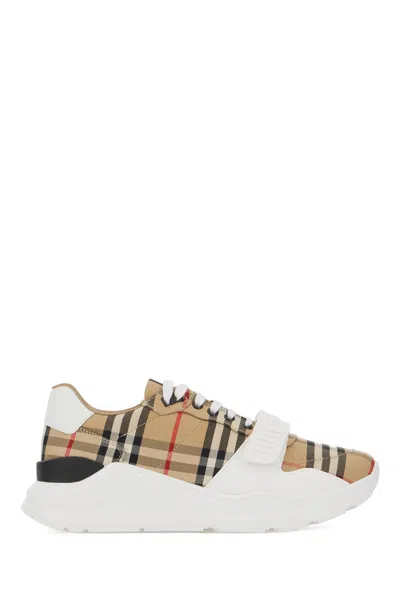 Burberry Multicolor Leather And Fabric Sneakers