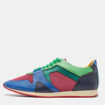Pre-owned Burberry Multicolor Leather And Mesh Low Top Sneakers Size 41