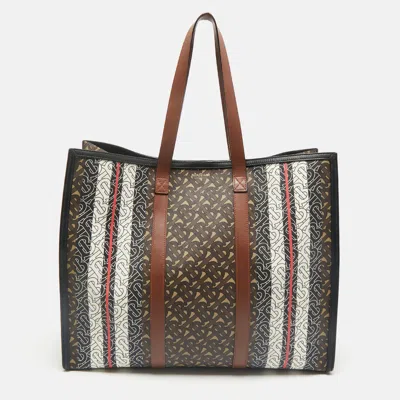 Pre-owned Burberry Multicolor Monogram Stripe E-canvas Portrait Tote
