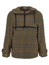 Burberry Half-zip Jacket With Check Pattern In Silk Blend Men