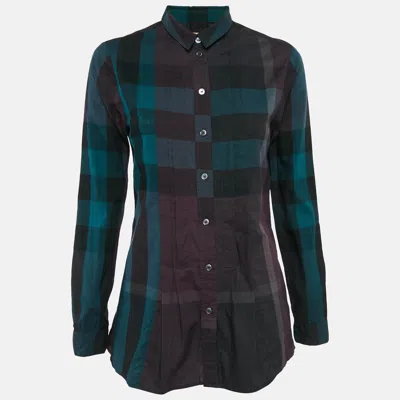 Pre-owned Burberry Multicolor Nova Check Cotton Pleated Shirt S