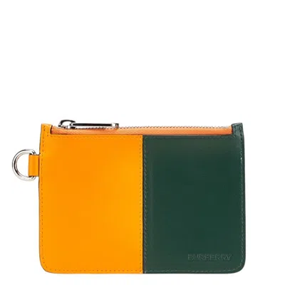 Pre-owned Burberry Multi-color Orange Leather Coin Purse/coin Case () In Multi-color, Orange