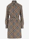 Burberry Waist Belted Shirt Dress With Checked Pattern In Multicolor