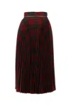 Burberry Pleated Check Midi Skirt In Red