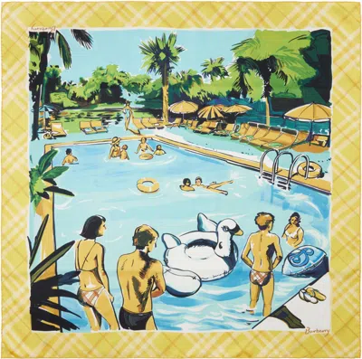 Burberry Multicolor Pool Party Silk Scarf In Zap