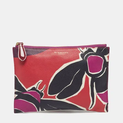 Pre-owned Burberry Multicolor Printed Leather Flat Pouch