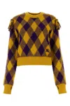 Burberry Ekd Check Knit Tassel-shoulder Crop Sweater In Multicolor